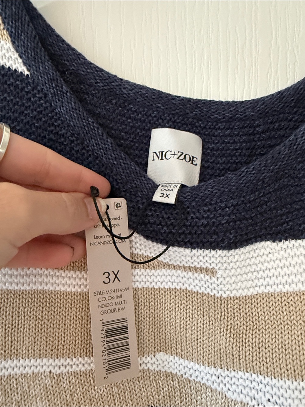 NIC+ZOE Navy, Beige & White Striped Knit Tank - Picture 4 of 6